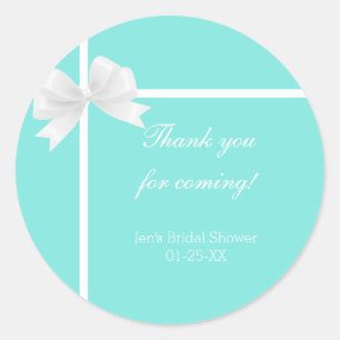 Türkisfarbene Blaue Diamant- und Schleifen-Andenke Runder Aufkleber