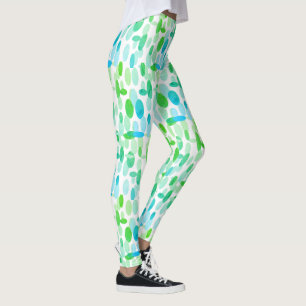 Türkisfarbene blaue grüne ovale Flecken Muster Leg Leggings