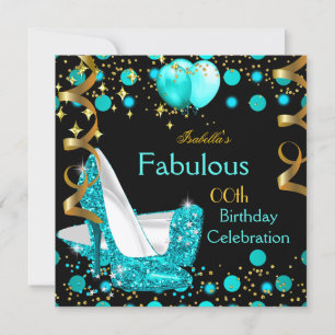 Türkisfarbene Blaue Lichter High Heels Gold Geburt Einladung