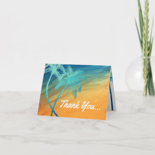 Türkisfarbene Blaue Orange Palme Dankeskarten Dankeskarte