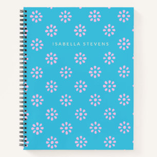 Türkisfarbene Blaue Rosa Blumen Personalisierter N Notizblock