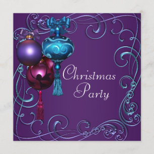 Türkisfarbene blaue violette Weihnachtsfeier-Einla Einladung