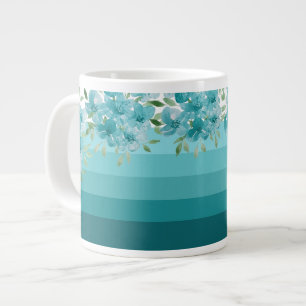 Türkisfarbene Blaue Wildblumen Aquarell Kunst Jumbo-Tasse