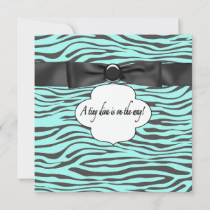 Türkisfarbene Blaue Zebra Baby Mädchen Dusche Einladung