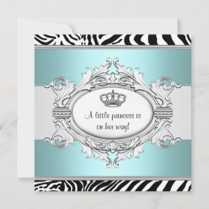 Türkisfarbene Blaue Zebra Prinzessin Baby Mädchen Einladung