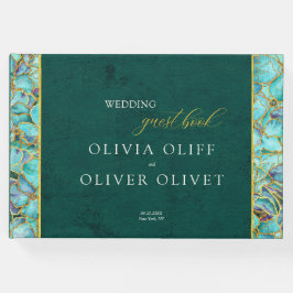 Türkisfarbene Blume Emerald Wedding Gästebuch