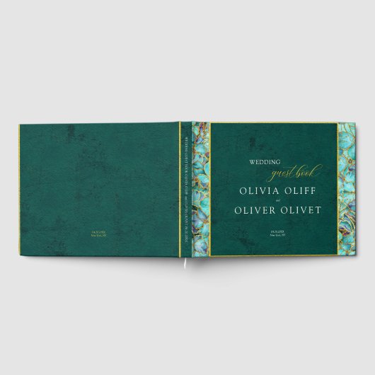 Türkisfarbene Blume Emerald Wedding Gästebuch (Voll)