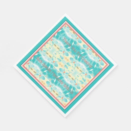 Türkisfarbene Blume Gemustert Serviette (Ecke)