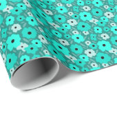 Türkisfarbene Blume Geschenkpapier (Rolleneckpunkt)