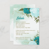 türkisfarbene Blume, grüne Blätter Begleitkarte (Vorne/Hinten)