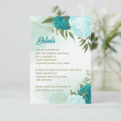 türkisfarbene Blume, grüne Blätter Begleitkarte (Stehend Vorderseite)