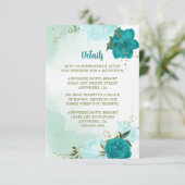 türkisfarbene Blume, grüne Blätter Begleitkarte (Stehend Vorderseite)