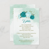 türkisfarbene Blume, grüne Blätter Begleitkarte (Vorne/Hinten)