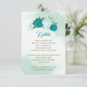 türkisfarbene Blume, grüne Blätter Begleitkarte (Stehend Vorderseite)