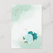 türkisfarbene Blume, grüne Blätter Begleitkarte (Rückseite)