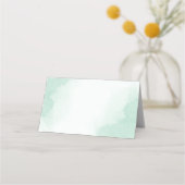 türkisfarbene Blume, grüne Blätter Platzkarte (Rückseite)