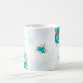 Türkisfarbene Blume Hochzeit Tasse (Mittel)