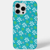 Türkisfarbene Blume Muster iPhone 15 Pro Max Case (Rückseite)