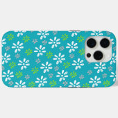 Türkisfarbene Blume Muster iPhone 15 Pro Max Case (Rückseite (Horizontal))