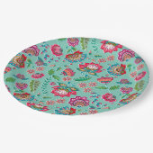 türkisfarbene Blume Pappteller (Schrägansicht)