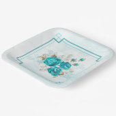 Türkisfarbene Blume Party Paper Teller (Gewinkelt)