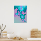 Türkisfarbene Blume Poster (Küche)