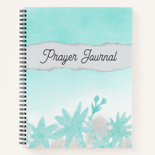 Türkisfarbene Blume und Tornopapiergebet Notizblock (Vorderseite)