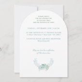 Türkisfarbene Blume Wappen Monogramm katholische H Einladung (Rückseite)