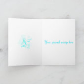 Türkisfarbene Blume & Wirbel Grußkarte Karte (Innenseite)