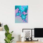 Türkisfarbene Blumen Poster (Heimbüro)