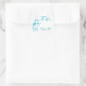 Türkisfarbene Blumenbriefe Runder Aufkleber (Tasche)