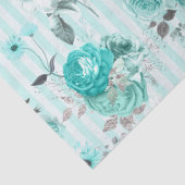 Türkisfarbene Blumenmuster der Serie 10 Gewebepapi Seidenpapier (Detail)