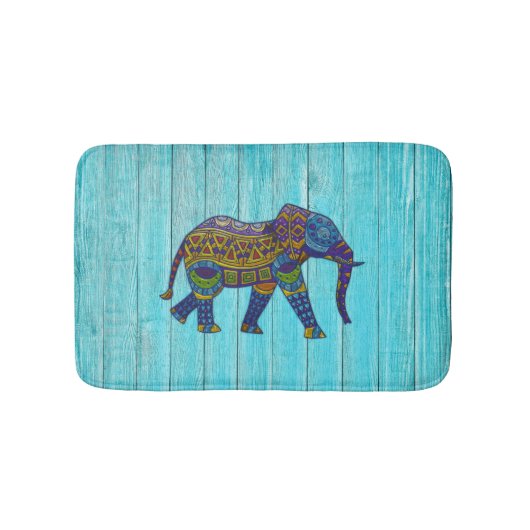 Türkisfarbene Bohemische Mosaik Elephant Bath Mat Badematte (Vorderseite)