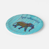 Türkisfarbene Bohemische Mosaik Elephant Paper Tel Pappteller (Schrägansicht)