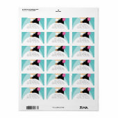 Türkisfarbene Braun- und Bräutigam-Rücksendeadress Adressaufkleber (Vorne)