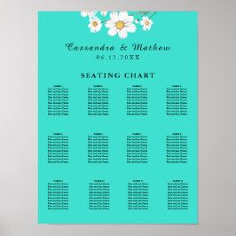 Türkisfarbene Daisy Bloral Wedding 120 Seating Cha Poster