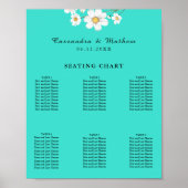 Türkisfarbene Daisy Bloral Wedding 60 Seating Char Poster (Vorne)