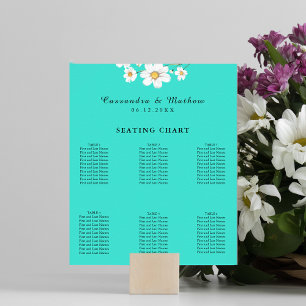Türkisfarbene Daisy Bloral Wedding 60 Seating Char Poster