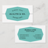 Türkisfarbene einfache Sans Serial Schriftart Busi Visitenkarte (Vorne/Hinten)