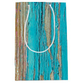 Türkisfarbene Farbe auf gewebtem Holz Mittlere Geschenktüte (Vorderseite)