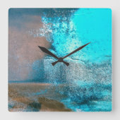 Türkisfarbene Farbe und Rost Abstrakt Quadratische Wanduhr (Vorderseite)
