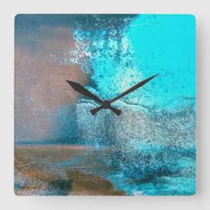 Türkisfarbene Farbe und Rost Abstrakt Quadratische Wanduhr