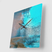 Türkisfarbene Farbe und Rost Abstrakt Quadratische Wanduhr (Winkel)