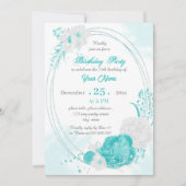 türkisfarbene, farbenfrohe geometrische Geburtstag Einladung (Vorderseite)