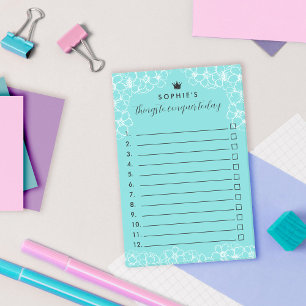 Türkisfarbene, florale Prinzessin Kronen erobern Post-it Klebezettel