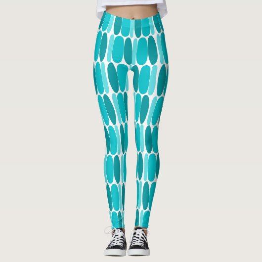 Türkisfarbene Formen Leggings (Vorderseite)
