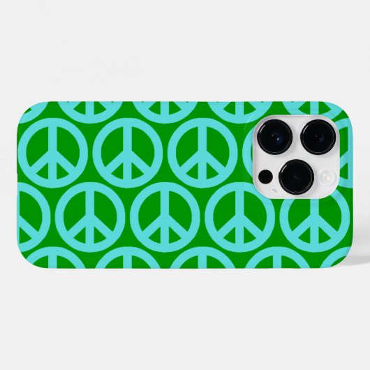 Türkisfarbene Friedenszeichen Case-Mate iPhone Hülle (Rückseite (Horizontal))