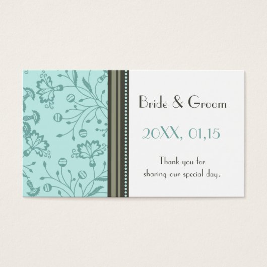 Türkisfarbene Gastgeschenk Hochzeit Tags (Vorderseite)