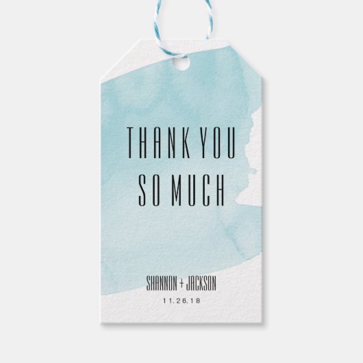 Türkisfarbene Gastgeschenk Hochzeit Wash Geschenkanhänger (Vorderseite)