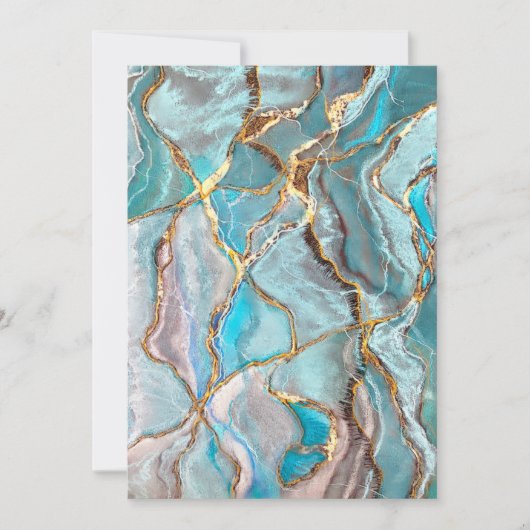 Türkisfarbene Geode Kintsugi Einladung (Vorderseite)